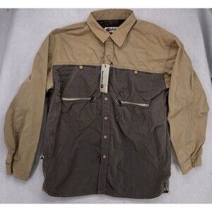 Bear Surfboards Shirt Color Block Large Gray Tan 1990's USA Made Vintage Y2K